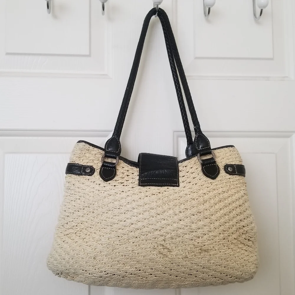 Brighton Handbag Straw Woven and Leather